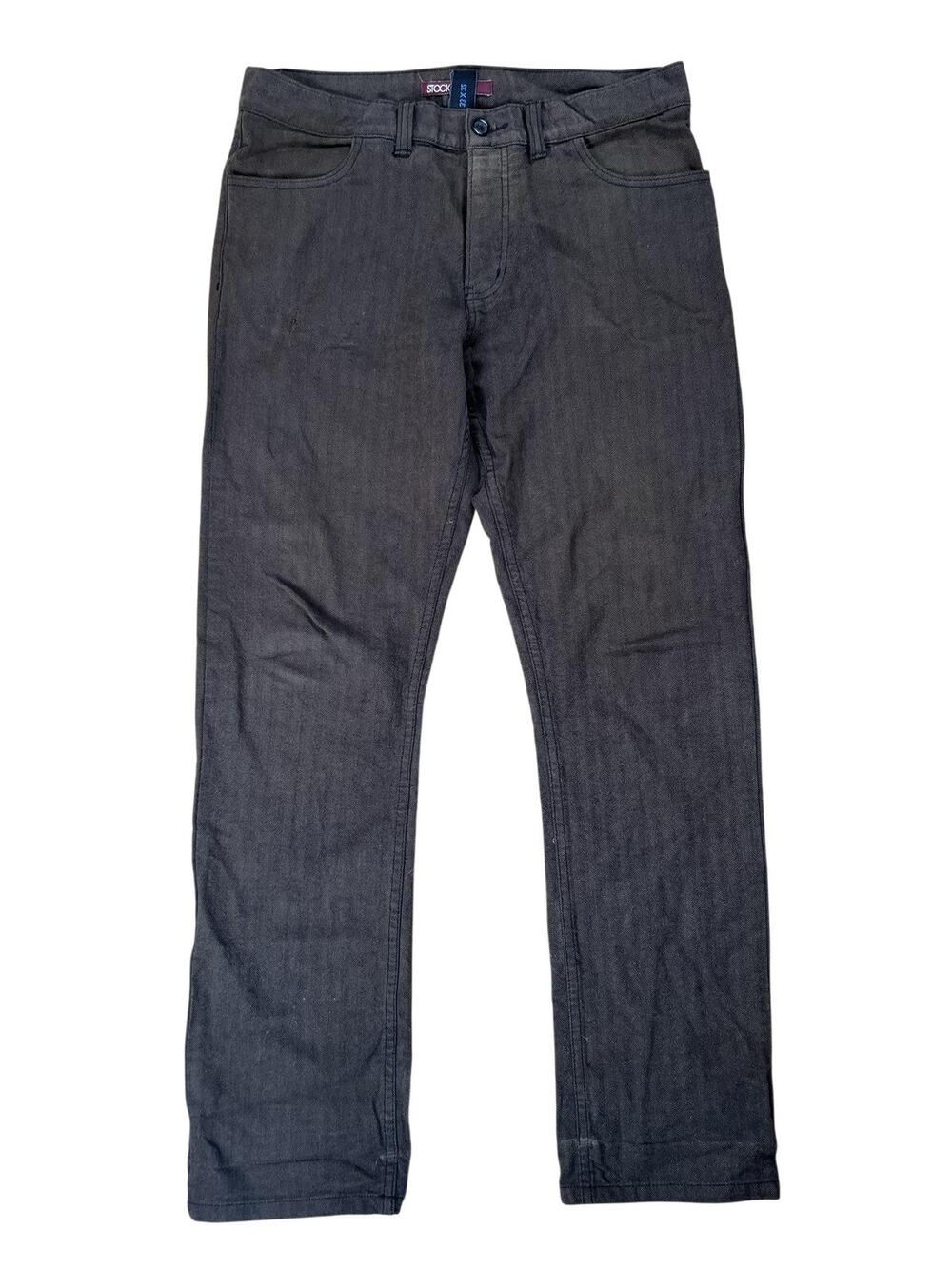 STOCK Pants Mens 33x32 Gray Chino Slim Denim Herringbone Cotton Flat Front